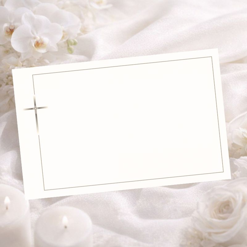 Carte remerciement décès simple liseré gris et croix