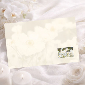Carte remerciement deuil fleurs blanches