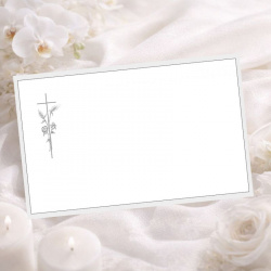 Carte remerciement après décès illustration sobre épis de blé et croix