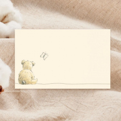 Carte remerciement décès enfant illustrée d'un ourson et d'un papillon