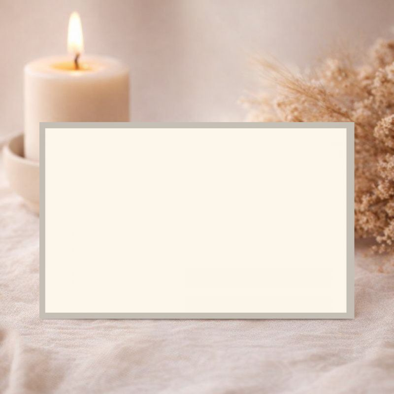 Carte remerciement simple couleur crème avec liseré gris clair