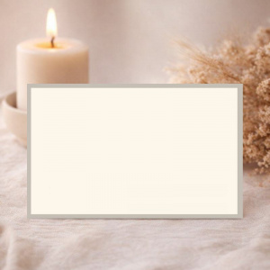 Carte remerciement simple couleur crème avec liseré gris clair