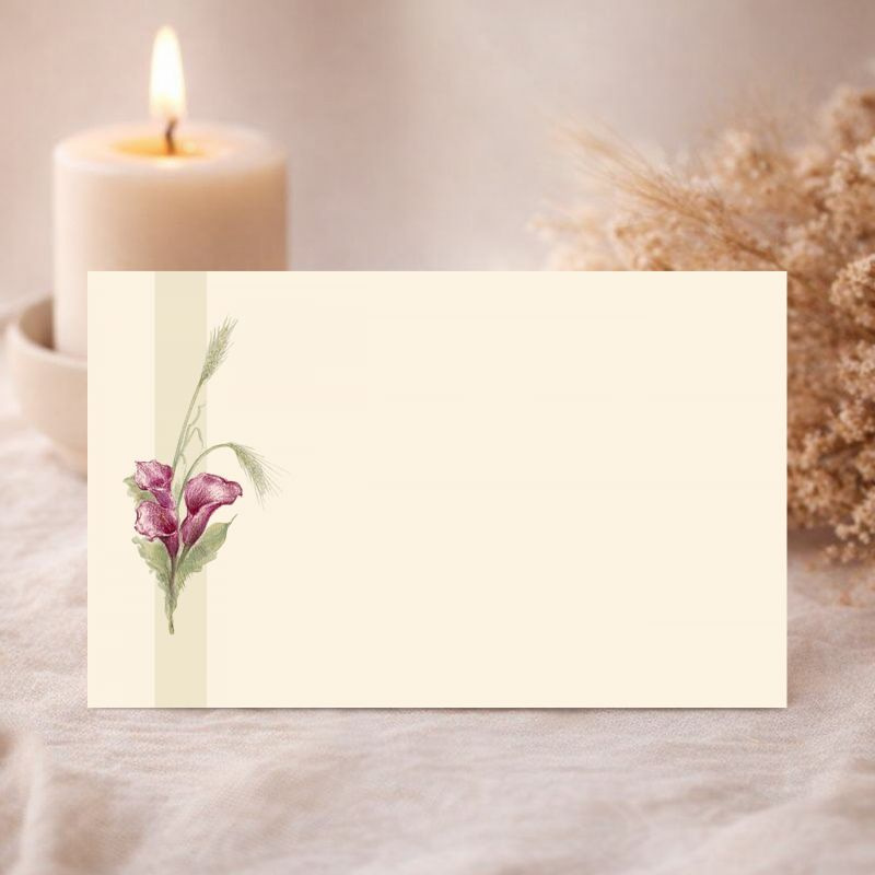Carte remerciement après condoléances arum pourpre