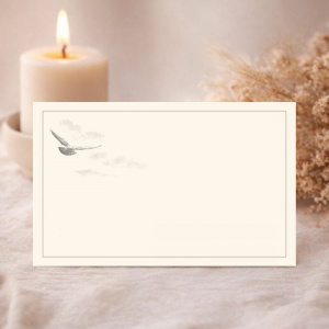 Carte remerciement colombe au fusain