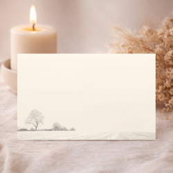 Carte de remerciement illustration au crayon d'un paysage de campagne