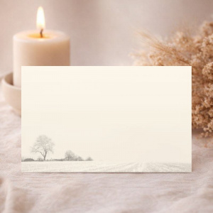 Carte de remerciement illustration au crayon d'un paysage de campagne