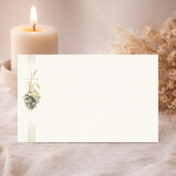 Carte remerciement bouquet de fleurs et croix