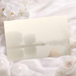 Carte remerciement deuil illustrée d'un ponton donnant sur un lac