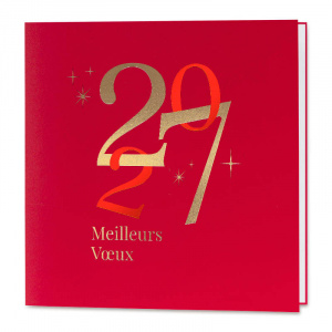 Carte de voeux professionnelle 2027 rouge et dorée