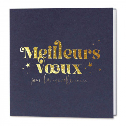 Carte de voeux élégante bleu marine avec inscription "Meilleurs Voeux" en dorure