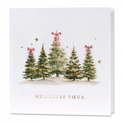 Carte de voeux élégante avec illustration classique de sapins de noël
