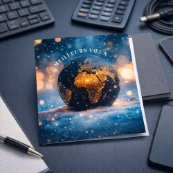Carte de voeux globe illuminé