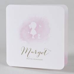 Faire-part de naissance classique rose et blanc