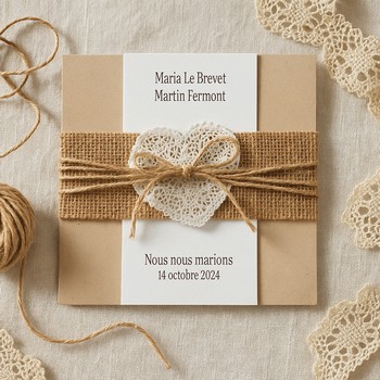 Faire-part de mariage naturel dans un style bohème et champêtre