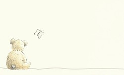 Carte remerciement décès enfant et bébé, avec dessin d'ours en peluche