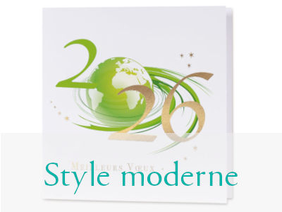 Cartes de voeux de style moderne pour fêter la nouvelle année de façon dynamique