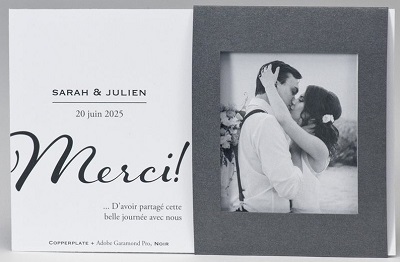 Carte de remerciements mariage chic chevalet Buromac Papillons 2018 128.916