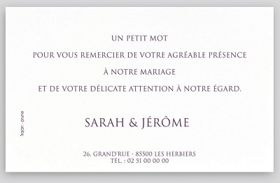 Carte de remerciements mariage crème scintillant Regalb Toi&Moi 2018 KC622