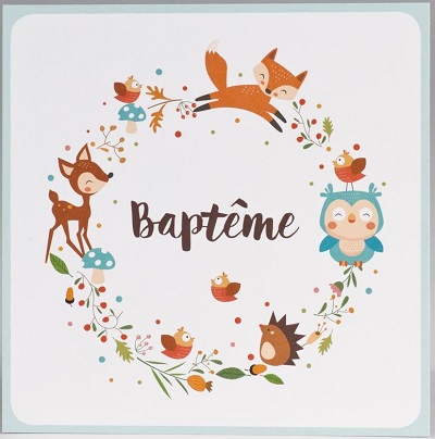 Faire-part de bapteme animaux de la foret 577.392