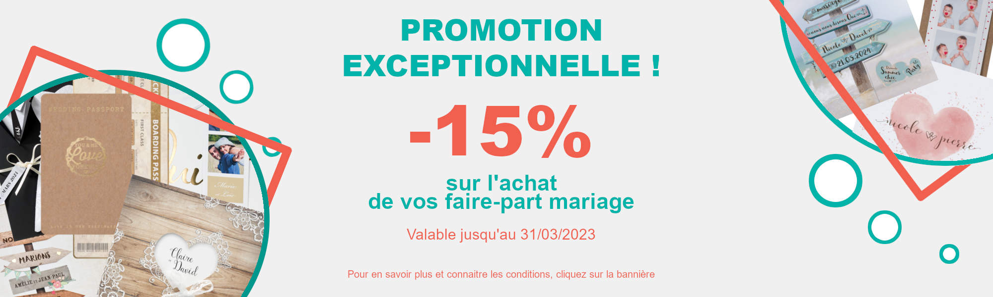 Remise de 15% sur les faire-part mariage